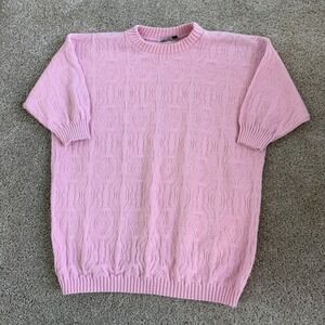 Vintage Stagelight Sweater Womens XL Pink Acrylic Crewneck Short Knit Pullover